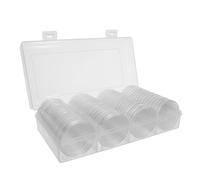 FIXOSHEE Lot de 60 Boîtes de Rangement Rondes Transparentes 41 MM en Plastique pour Pièces de Monnaie Protège-Pièces Étanches avec Fermeture Hermétique Coffret de Présentation pour