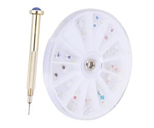 FIXOSHEE Lot De Bijoux Pour Ongles Perceuse Et 24 Breloques, Kit De Décoration Pour Nail Art, Capsules Acryliques, Adapté Aux Utilisations Nomades