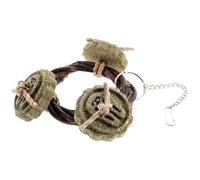 FIXOSHEE Mâcher Naturel pour Lapins et Cochons d'Inde Assortiment 4 Pièces Anneau en Branche de Pomme et 3 Galettes de Foin Matériau Sûr et Stimulant pour Rongeurs Jouets pour