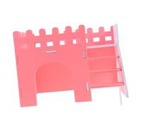 FIXOSHEE Maison Hamster Double avec Rampe PVC Résistant Cachette Sécurisée et Confortable pour Petits Animaux Abri Calme pour Hamsters et Cochons Villa Rose Spacieuse