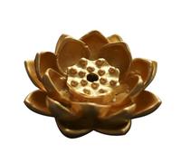 FIXOSHEE Mini Brûleur Encensoir Lotus Alliage Doré Porte-bâtons Décoratif pour Salon Bureau Méditation et Yoga Ornement Artisanal pour Détente et Ambiance Zen