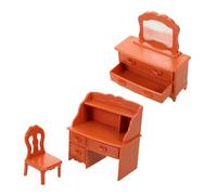 FIXOSHEE Miniature Dressing Table Set with Mirror and Stool Dollhouse Vanity Furniture for Bedroom Scene Decoration Portable and Sturdy Mini Makeup Table