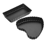 FIXOSHEE Moules à Gâteau Antiadhésifs 2 Pièces en Métal Fond Amovible Forme Cœur et Rectangle pour Cuisson de Mousses et Cheesecakes Four