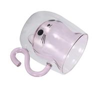 FIXOSHEE Mug à Café Verre Double Avec Motif De Chat Tasse Pour Thé Ou Lait Pour Amoureux Des Chats Pour Saint-valentin Et Bureau