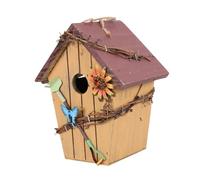 FIXOSHEE Nichoirs en Pendentif Suspendu Rural Pendaison Décoration De Maison Maison d'oiseaux Suspendue D'oiseau pour Accrocher à L'extérieur Volet Rouge