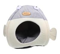 FIXOSHEE Nid Douillet pour Chat Semi-Fermé de Poisson-Globe Coussin Chaud en Peluche Épaisse Taille S Lit Confortable pour Petit Animal Adapté Maison Canapé et Voyage