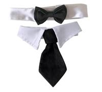 FIXOSHEE Nœuds pour Animaux de Compagnie 2 Pcs - Cravate Chat et Nœud Noeud Noir Taille L - Accessoire de Toilettage Confortable et Respirant pour Chiens et Chats - Fêtes, Mariage et Noël