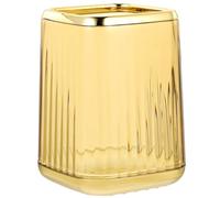 FIXOSHEE Organisateur Cylindrique Transparent Doré - Pot à Pinceaux de Maquillage et Rangement Stylos pour Bureau et Accessoires