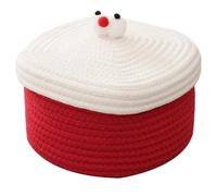FIXOSHEE Panier de Rangement en Corde de Coton Tressée Rouge Couvercle Petit Format Organisateur de Jouets pour Garçon et Filles et Articles Divers pour Maison Bureau et Chambre