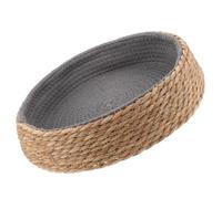 FIXOSHEE Panier en Osier Rond pour Petit Chien Et Chat, Respirant Et Lavable, pour Chambre Et Salon, Dimensions 35 x 35 x 8 Cm Tissage Naturel Solide