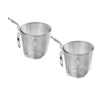FIXOSHEE Passoire à Nouilles en Acier Inoxydable 304 avec Crochet Lot de 2 Paniers Passoires à Casserole pour Fondue et Cuisson Filtration Fine Ustensiles la Cuisine Inox Polyvalents
