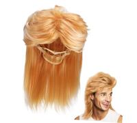 FIXOSHEE Perruque Mulet Homme Longue Blonde Synthétique Déguisement Années Confortable Cosplay Accessoire Costume Homme
