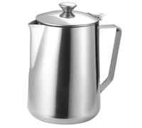 FIXOSHEE Pichet à Lait Inox avec Couvercle Cruche Épaissie pour Mousse de Lait et Tasse Multifonction pour Thé Café et Jus Poignée Confortable
