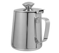 FIXOSHEE Pichet à Lait Inox Épais avec Couvercle Tasse Latte Art Résistante à Lusure Bec Verseur Fin pour Café Usage Professionnel et Maison