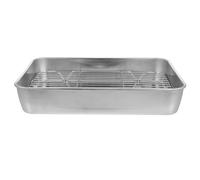 FIXOSHEE Plaque Pâtisserie Rectangulaire Acier Inoxydable avec Petite Rôtissoire Multifonction pour Cuisson et Grillade Résistante et Adaptée Au Four pour Grandes Portions
