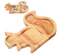 FIXOSHEE Plateau à Goûter en Bois Forme Écureuil, Assiette de Service Petite Taille, Plateau Alimentaire Polyvalent pour Apéritif, Fruits Secs et Snacks, Ustensile Cuisine Cuisine et