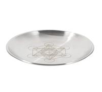 FIXOSHEE Plateau d'Autel Rond en Acier Inoxydable 20 CM Décoré Pentagramme pour Bougie Rituelle et Rangement Cérémonial Plateau Métallique Multifonction pour Cérémonies Spirituelles et