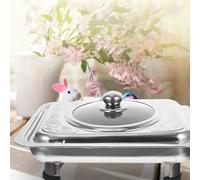 FIXOSHEE Plateau de Buffet Rectangulaire en Acier Inoxydable avec Couvercle Plateau Plat pour Buffet Assiette de Service Classique pour Restauration Collective pour Présentation et