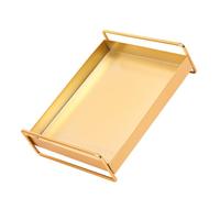 FIXOSHEE Plateau de Rangement Métallique Doré Robuste et Étanche avec Poignées Organisateur Décoratif Multifonction pour Salle de Bain Bureau et Maison