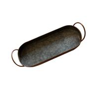 FIXOSHEE Plateau de Rangement Ovale Forgé Vintage avec Poignées Plateau Multi-Usage pour Fruits Desserts et Organisation Maison Style Industriel Petit Modèle Pratique