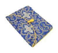FIXOSHEE Pochette à Livres Brodée en Brocart 23x17 Cm Bleu Profond, Rangement Multifonctionnel Anti-chute, Style Ethnique Vintage, pour Voyages et Randonnées, pour Musique et Écritures Bouddhistes