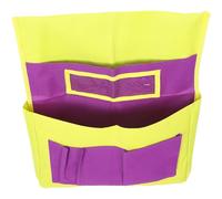 FIXOSHEE Pochette de Rangement pour Dossier de Chaise Étiquette, Organisateur de Poche pour Siège de n Polyester Lavable, Grand Format Jaune Violet pour Fournitures Scolaires
