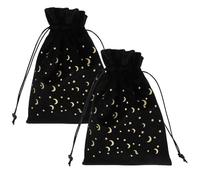 FIXOSHEE Pochettes à Bijoux en Velours Noir Lot de 2, Sachets à Cordon pour Cartes de Tarot et Petits Objets, Rangement Léger et Portable pour Accessoires Ésotériques, Présent pour Passionnés de Tarot