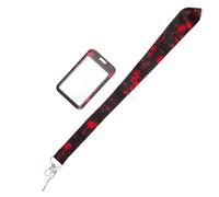FIXOSHEE Porte-Badge Sanglant Halloween avec Lanière Rouge Étui à Cartes Anti-Rayures Compact et Léger Titulaire de Carte d'Identité Professionnelle pour Bureau École et Événements