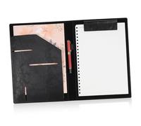 FIXOSHEE Porte Documents PU Organiseur de Dossiers avec Clamps et Poches Multiples pour Contrats Cartes et Compact et Capacité pour Bureau Réunions et Voyage