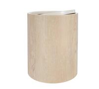 FIXOSHEE Poubelle Bois Grain Élégant avec Couvercle Rabattable Corbeille Compacte Plastique pour Bureau Salon Cuisine Chambre Bac à Déchets Gain de Place et Silencieux