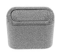 FIXOSHEE Poubelle de Voiture Suspendue avec Couvercle à Ouverture Rapide Mini Poubelle Décorative Ornée de Strass Blancs Légère et Portable pour Camion et Intérieur Automobile