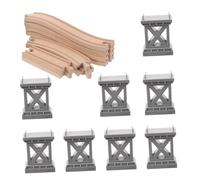 FIXOSHEE Rail De Train Bois De Ponts avec Supports De Voie Ferrée pour De Voies Montantes Et Descendantes Compatible Scénarios De Jeu pour Garçon Fille