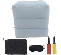 FIXOSHEE Repose-Pieds Gonflable de Voyage Réglable 3 Couches Léger Gris Kit 4 Pièces Paquet de Rangement Pompe et Masque pour Avion Voiture et Détente à Domicile Couleur Aléatoire