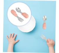 FIXOSHEE Set Couverts Inox Garçon Fille avec Cuillère et Fourchette Ergonomiques Design sans Bavure Adapté Nourrissons et Tout-petits Coloris Rose Baleine