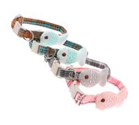 FIXOSHEE Set de Colliers Ajustables Accessoires Pratiques et Adorables Lot de 4 pour Chat en Coton Motif Poisson à Carreaux de Couleur Aléatoire pour Accompagner Toutes Les Tenues