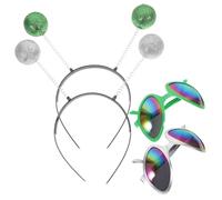 FIXOSHEE Set de Lunettes et -têtes Extraterrestres Mousse et Accessoires de Fête et Colorés Costume Cosplay Unisexe Design Original Vert et Argenté