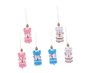 FIXOSHEE Set de Mini Ornements Manège Noël Décorations Rotatives Rose Blanc Souvenirs de Fête et Maison Réutilisable