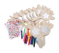 FIXOSHEE Set de Miroirs Bois Licorne pour Garçon Fille Miroir à Peindre DIY Accessoire Maquillage Créatif et Polyvalent avec Peintures et Strass