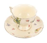FIXOSHEE Set de Tasses à Café Céramique avec Soucoupes Mugs Latte Élégants pour Thé et Café Design Rétro pour Thé Anglais et Français Ouverture Large Confortable Usage Domestique