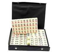 FIXOSHEE Set Mahjong Chinois Portable Miniature Jeu de Société Intéressant et Cadeau Voyage et Fête Tuiles Légères et Facile à Transporter