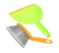 FIXOSHEE Set Mini Balai et Pelle à Poussière Plastique pour Nettoyage Bureau et Maison Compact pour Surfaces de Table et Intérieur Voiture Vert Orange