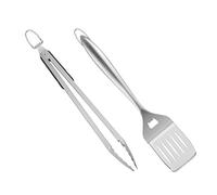 FIXOSHEE Set Ustensiles de Cuisine pour Barbecue Acier Inoxydable Pince et Pelle Antiadhésive pour Cuisson Extérieure pour Griller Steak Pizza et Pancakes