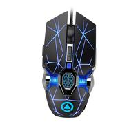 FIXOSHEE Souris De Jeu USB Filaire pour Ordinateur Portable Électro, Souris Mécanique Éclairage LED Rvb, Revêtement Antidérapant Peau, Taille Standard, Couleur Noir Mat, Usage Gaming Pc