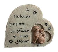 FIXOSHEE Statue Commémorative Chat Résine Cœur Ange Pierre Tombale Extérieure pour Jardin Souvenir Animal de Compagnie Objet Décoratif pour Mémoire de Chat