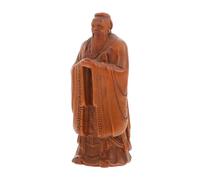 FIXOSHEE Statue Confucius Bois Sculpté Fait Main Décoration de Bureau Compacte Cadeau Traditionnel Chinois