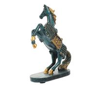 FIXOSHEE Statue de Cheval de Guerre Vintage en Résine Bleue, Décoration Compacte pour Salon et Bureau, Figurine Artisanale pour Intérieur, Ornement de Collection Originale