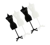 FIXOSHEE Support pour Mannequin Porte-vêtements Poupée 4 Pièces Noir et Blanc Présentoir Mini-poupées Plastique Rigide Bureau Exposer Vêtements Poupée Décoration Présent Garçon et Filles