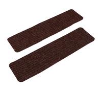 FIXOSHEE Tapis D’Escalier Auto-Adhésif Antidérapant en Polyester Lot de 2 Pièces Couleur Café à Double Rayure Protection des Marches en Bois du Bruit Adapté pour Escaliers Intérieurs