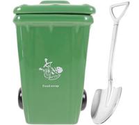 FIXOSHEE Tasse à Café en Céramique 2 Pièces avec Couvercle Style Poubelle et Cuillère Couleur Verte Tasses à Thé et Eau Amusantes pour Bureau et Usage Quotidien