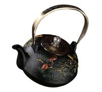 FIXOSHEE Théière en Fonte Non Revêtue 1l, Bouilloire Rétro en Fer avec Infuseur Intégré, Style Antique Vintage pour Infusion Thé Maison Cuisine